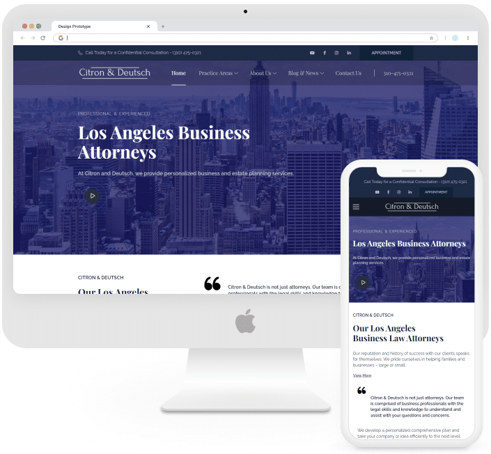 Law firm website design example made by 405 ads.